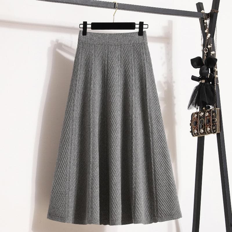 Large Size Women's Winter New Fat Mm Knitted Skirt Versatile High-waisted Slim A-line Large Hem Skirt 4XL