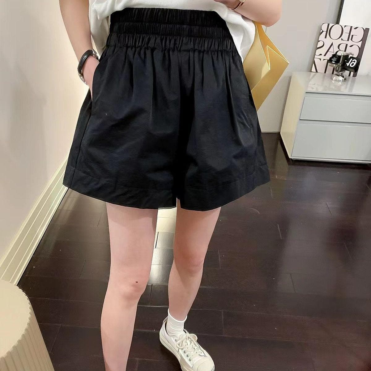 Pink Casual Shorts for Women In Summer New Style, Small High Waist Loose and Slim A-line Wide Legs XXXXL