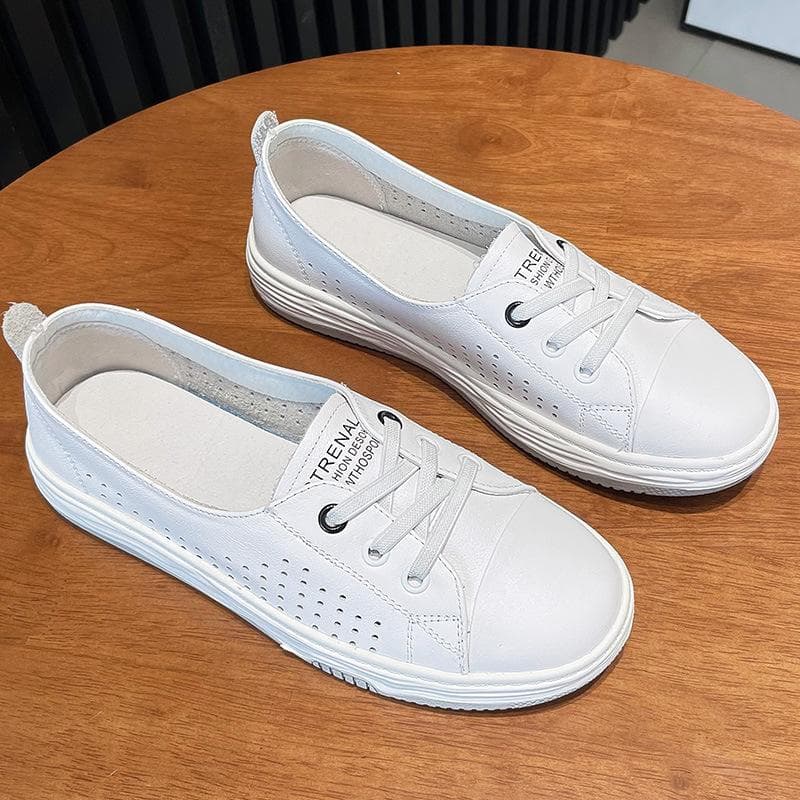 Summer Casual Shallow Leather Small White Women's Sports Shoes Spring New All-match Flat Shoes 39
