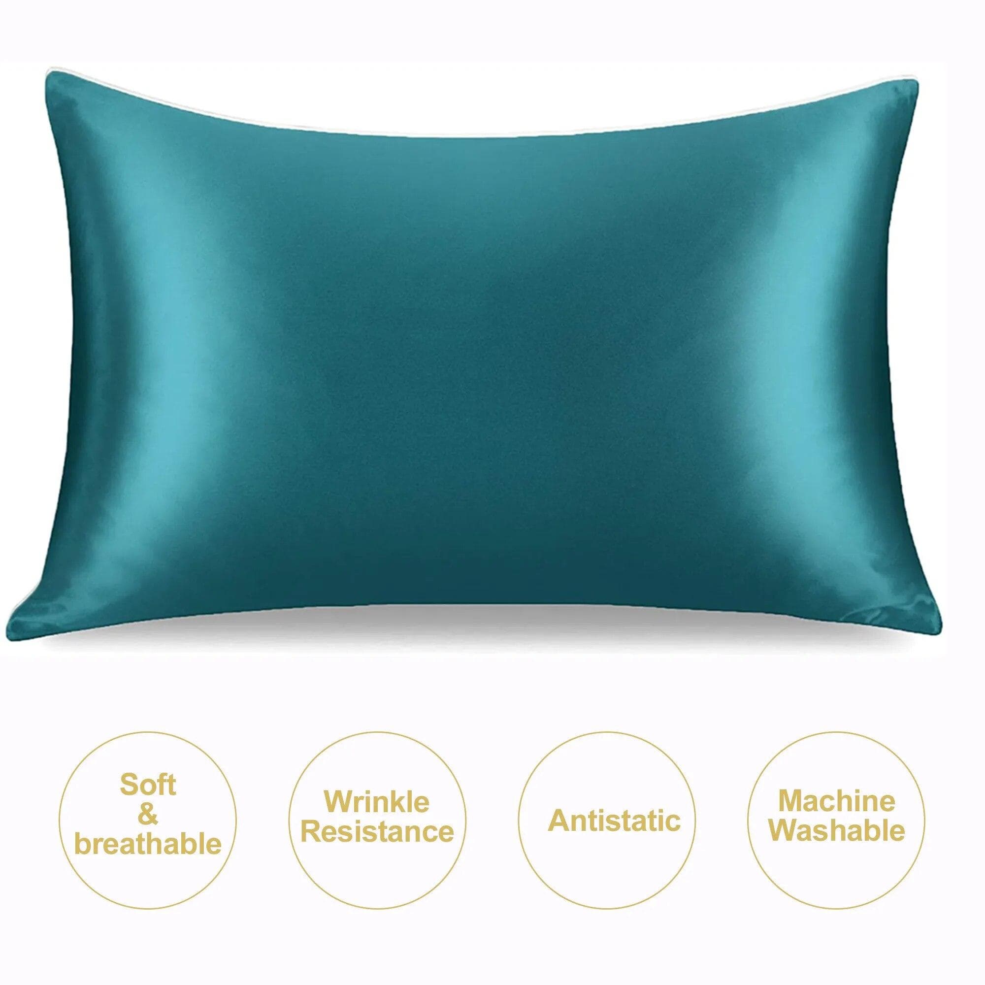 Silk Slippery Pillow Cover, Natural Silk Pillow Cover, Mulberry Silk Pillow Cover Standard 50x66cm green