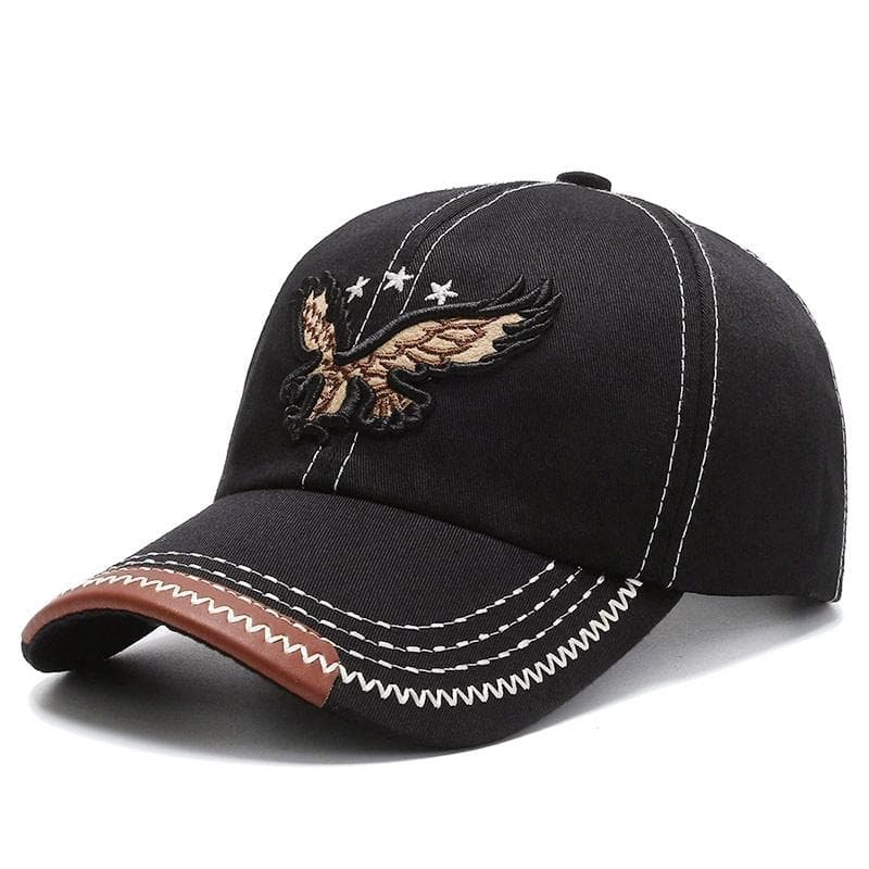 Unisex Baseball Cap 3D Eagle Embroidery Cap Men And Women Outdoor Sports Hats 55cm-60cm black