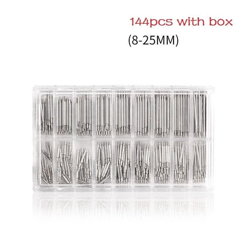 108/144pcs/lot 8-25mm Watch Band Spring Bars Strap Link Pins Watch Repair Tools 144pcs with box