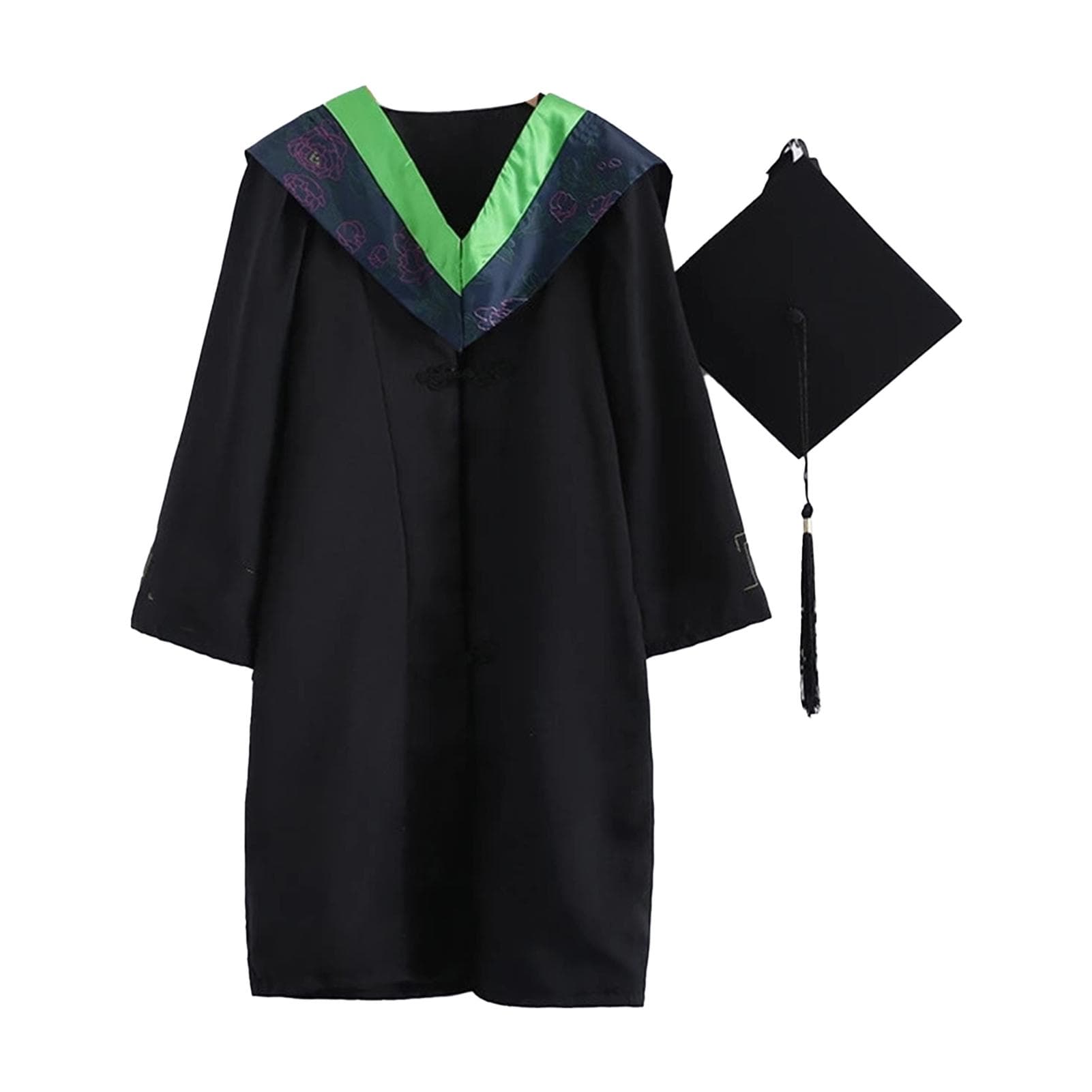 2021 Adult Graduation Gown Long Sleeve University Academic DresS Zip Closure Plus size Graduation Gown Robe Mortarboard-Cap XL