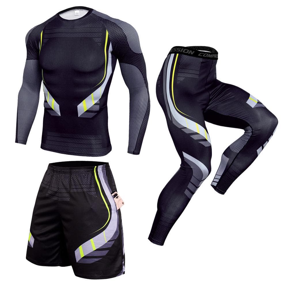 3Pcs Men's Cycling Clothes Fitness Clothes Men's Casual Sportswear Basketball Suits Size S-XXXL L