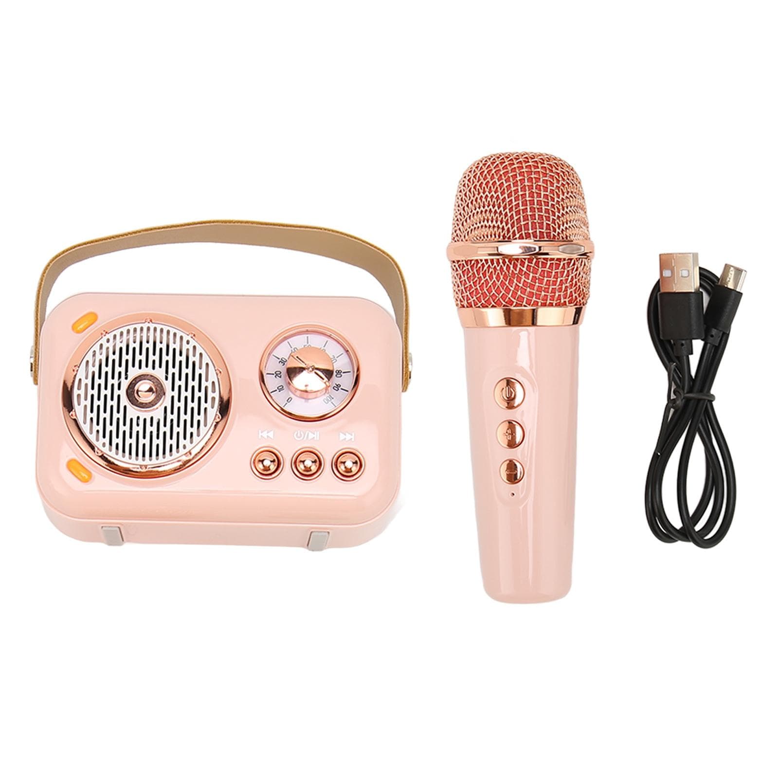 Portable Bluetooth Speaker and Microphone Set Retro Bluetooth Speaker with Handheld Karaoke Mic for