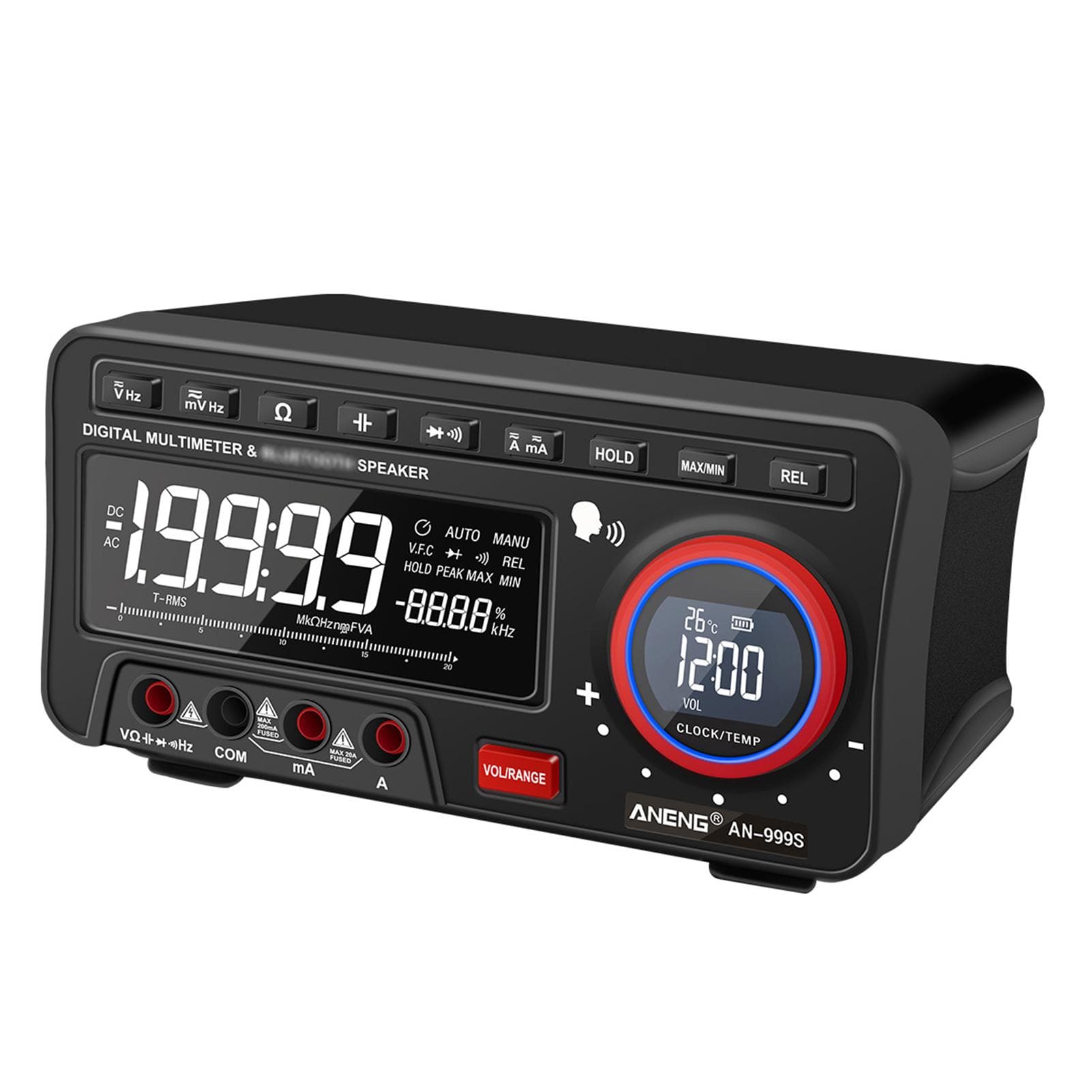 ANENG 2-In-1 BT Speaker AC/DC Bench Multimeter 19999 Counts True-RMS Voice Broadcast Multimeter with rechargeable battery