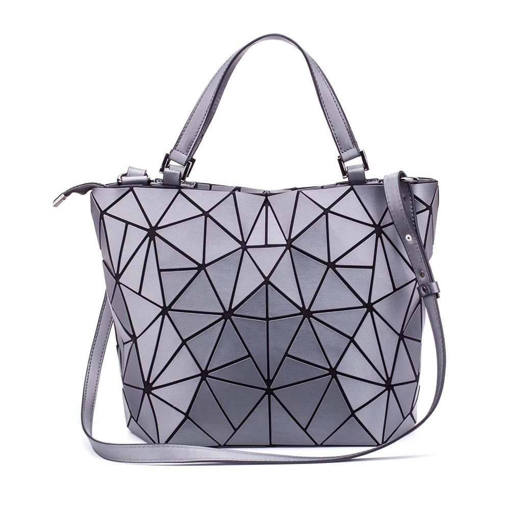 Creative Geometric Diamond Handbags Bucket Women Fashion Luminous Portable Shoulder Messenger Bag dark gray