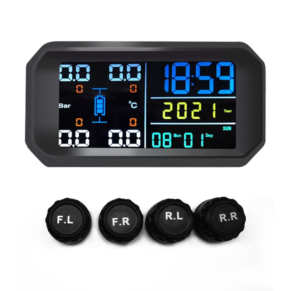 Car Universal Solar Tire Pressure Monitoring System USB Rechargeable High Accuracy TPMS external sensor multicolour