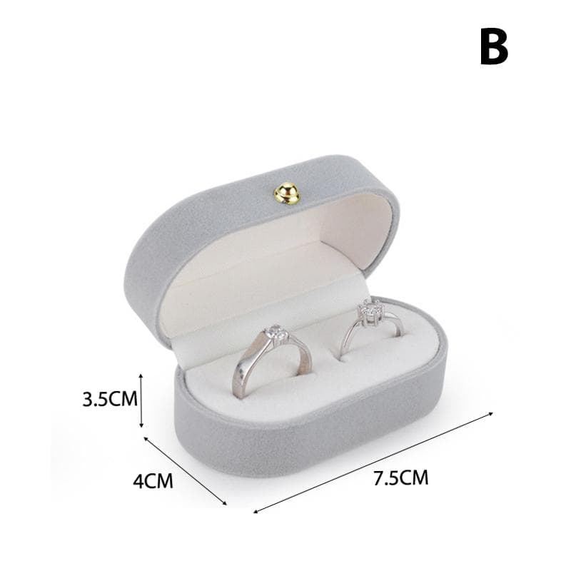 Velvet Trinket Box Ring Box Jewelry Organizer Double Rings Boxjewelry Box light gray