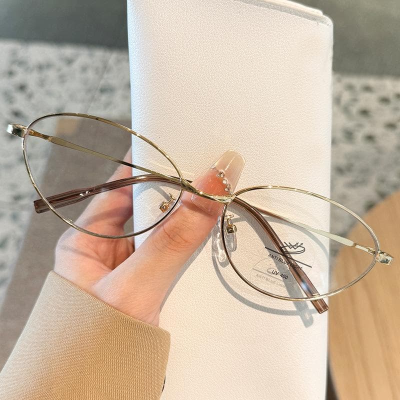High-end Metal Cat Eye Glasses Women Myopia Frame Ultra-light Gold Wire MH9074 Stylish Eyewear