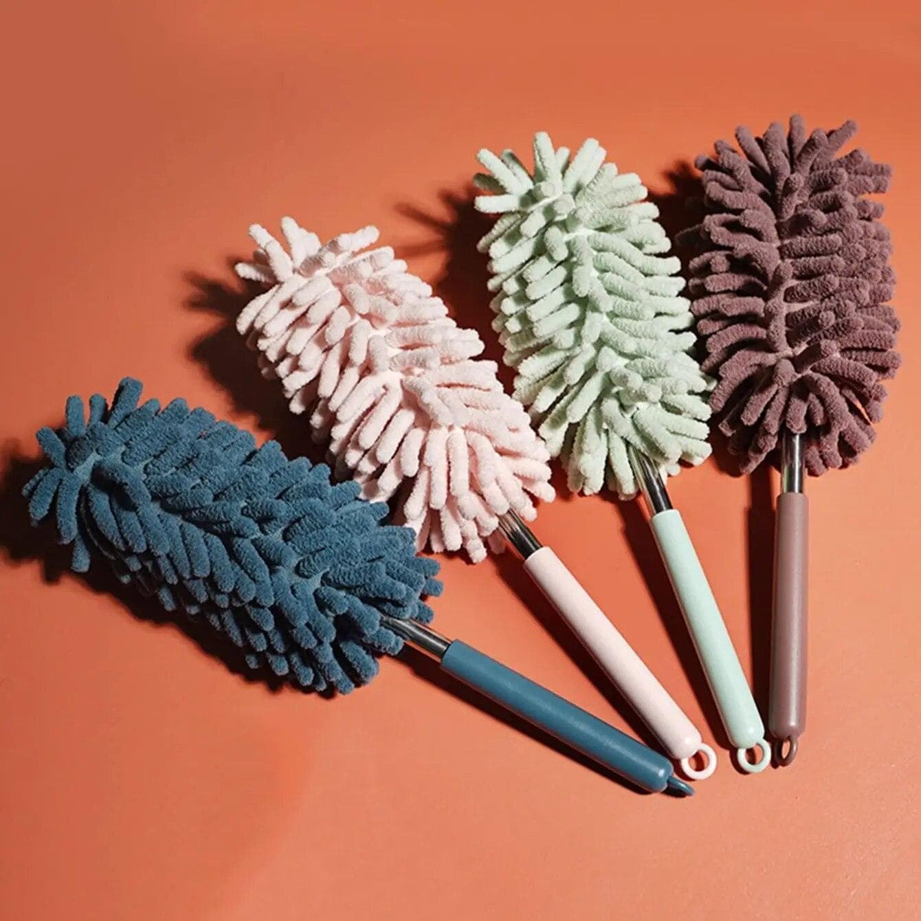Telescopic Lengthen Duster Microfiber Chenille Home Stainless Removal Steel Dust Brush Ceiling Clean Multifunction green