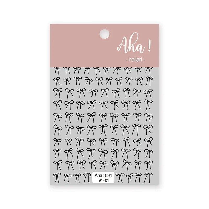 1Pc Bowknot Ribbon Nail Sticker French Bow Decals Self Adhesive Manicure Decorations DIY Cute Nail Accessories black