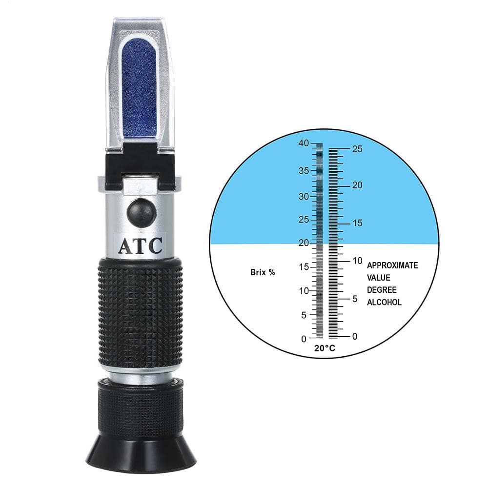 Wine Sugar Concentration Refractometer Handheld Alcohol Meter Portable Grape Brix ATC Refractometer black