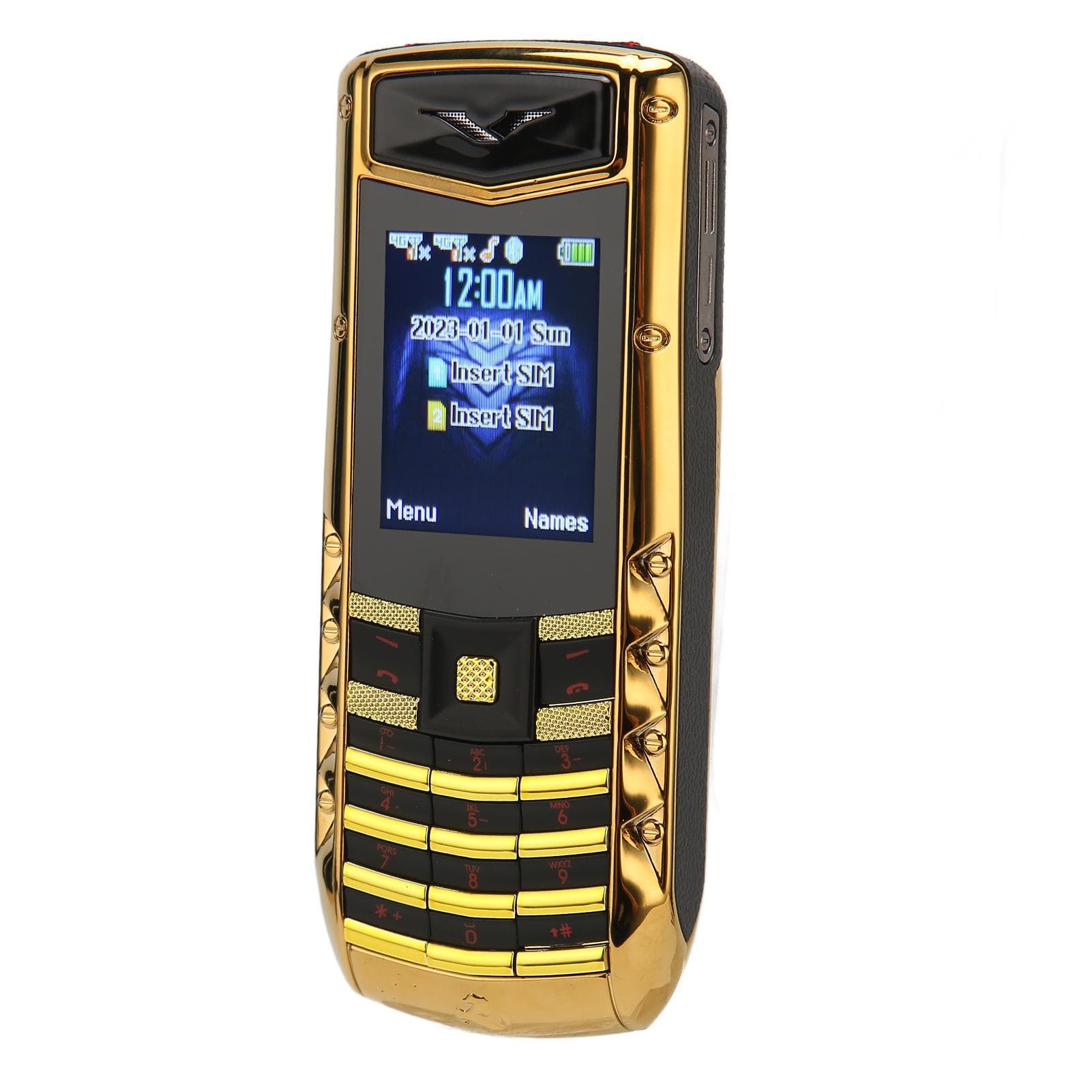 V5 Pro 2G Unlocked Cell Phone Big Button High Volume Cell Phone for Seniors 1600mAh Battery Dual US Plug gold