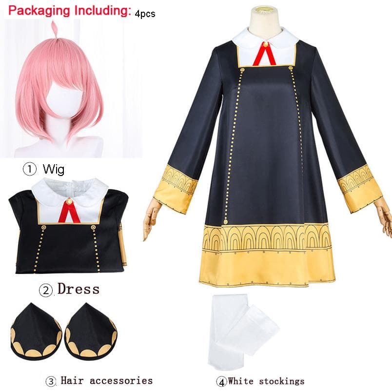 Kids / adult Anime SPY FAMILY Anya Forger Cosplay Costume Adult Long Sleeve Girl Dress Uniforms Suit Student College Clothes Black dresses M