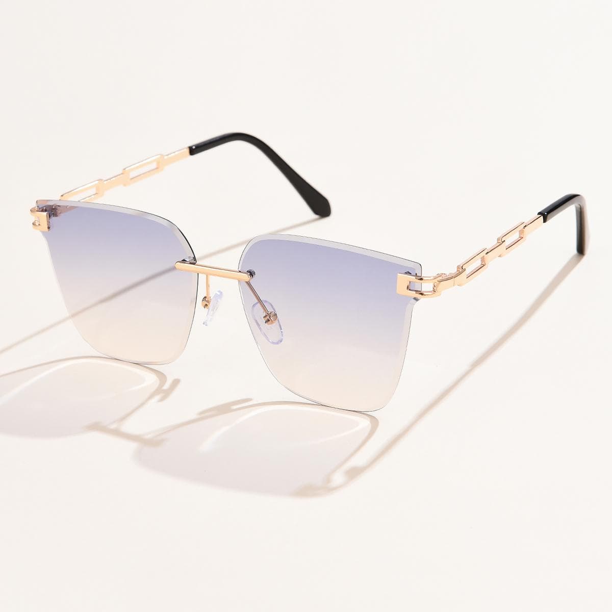 New Women Sunglasses Rimless Cat Eye Gradient Brown Lens Alloy Eyewear Brand Designer Sun Glasses For Female show as picture