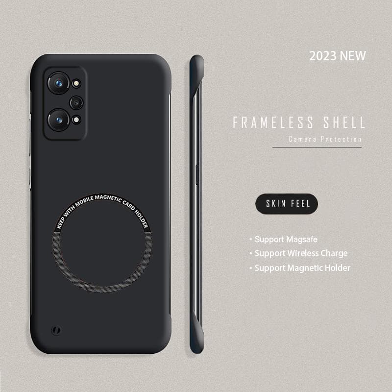 Ultra Thin Magsafe Frameless Magnetic Phone Case For Oppo Find X6 X5 X3 Lite Neo Reno 5 6 8 9 Realme GT Master Neo 2 3 3T 10 11 Pro Plus Cover Find X5 black