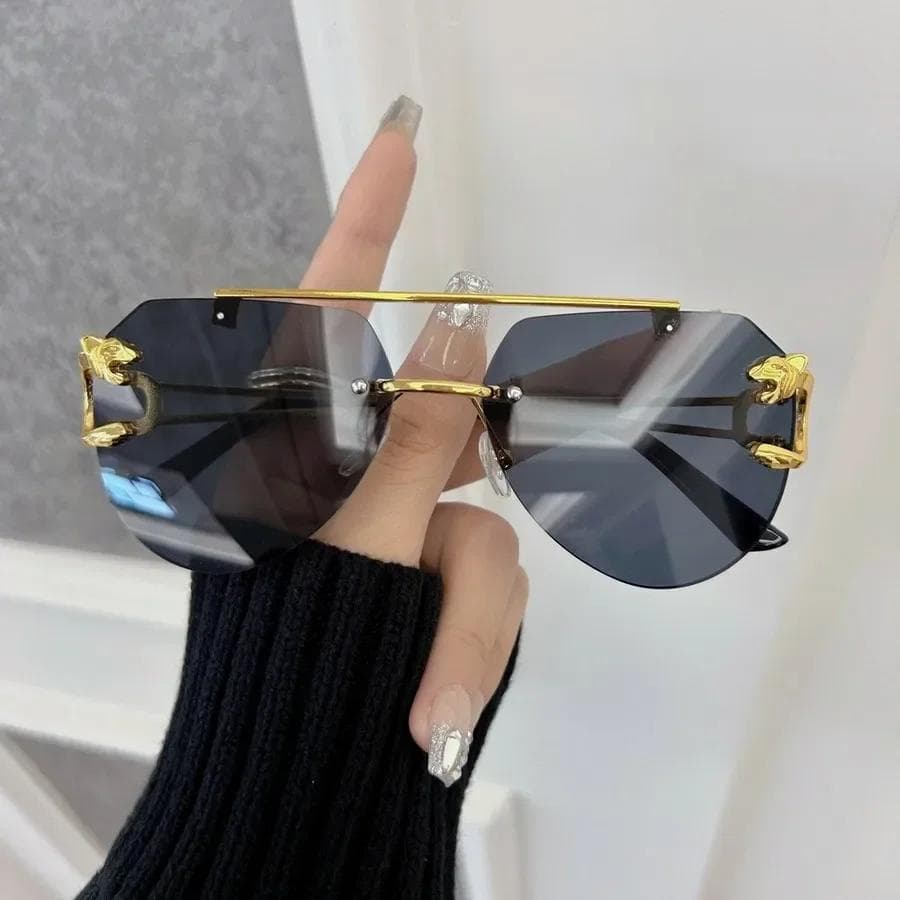 Designer Square Rimless Sunglasses for Women Men Classic Personality Travel Outdoor Oculos De Sol Sun Glasses Other