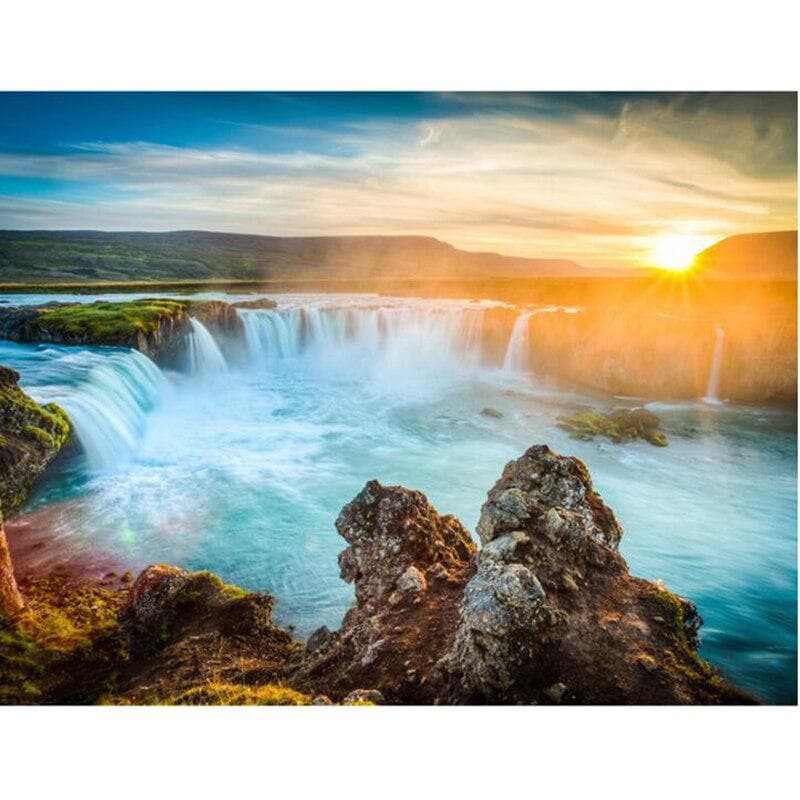 5D DIY Diamond Painting Full Diamond Waterfall In The Sun Diamond Embroidery Cross Stitch 20X30CM