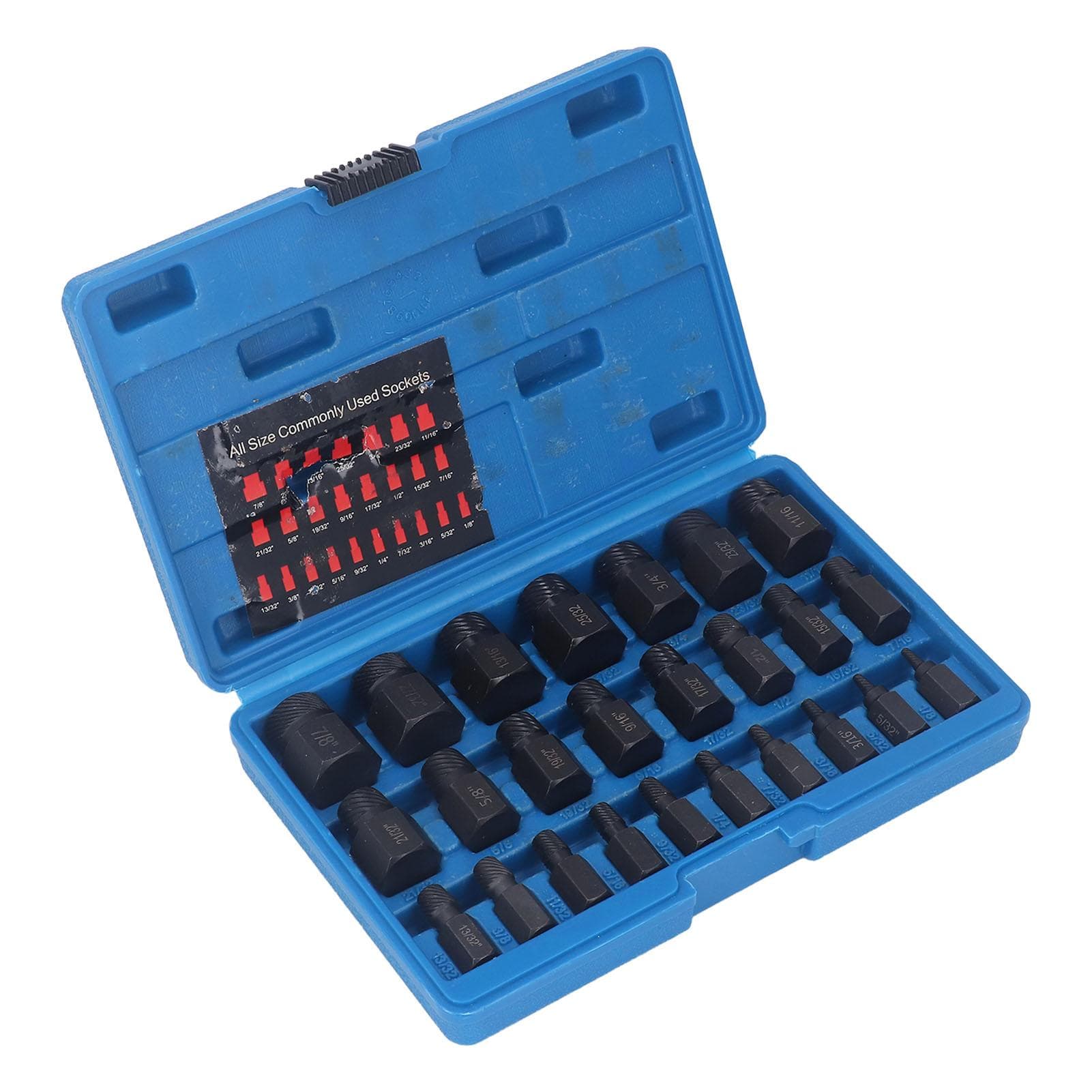 25 Pcs Screw Extractor Cr Mo Steel Hex Head Broken Damaged Bolt Stud Remover Set for Repair
