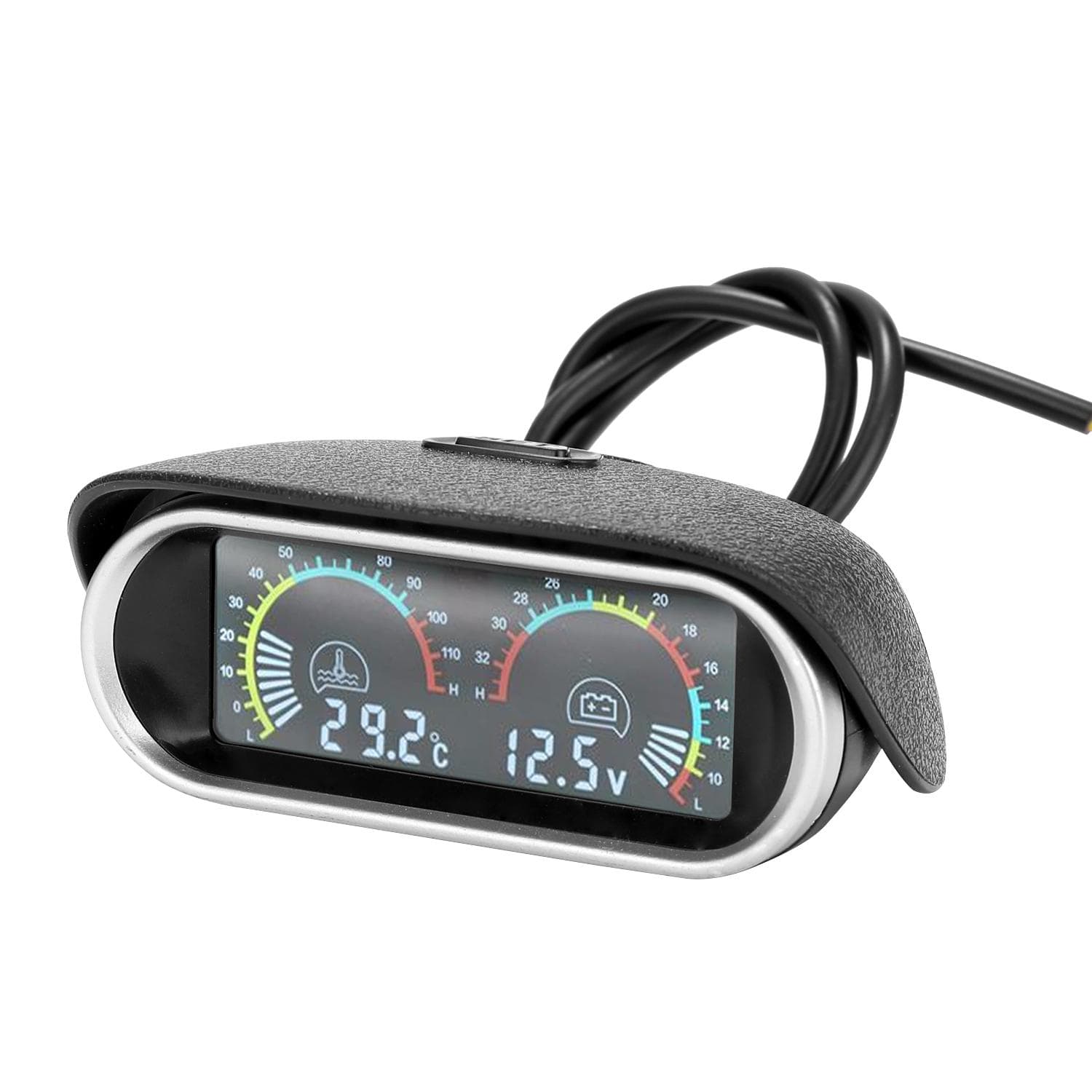 2 in 1 Universal 12.0V/24V LCD Liquid Crystal Car Digital Horizontal Gauge Oil Fuel Voltage Gauges multicolour