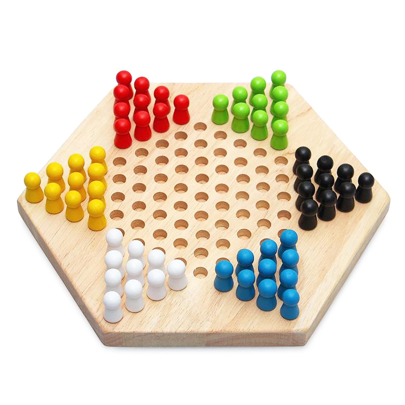 Portable Chinese Checker Game Set Rubber Wood Chinese Checkers Classic Chinese Strategy Board Game