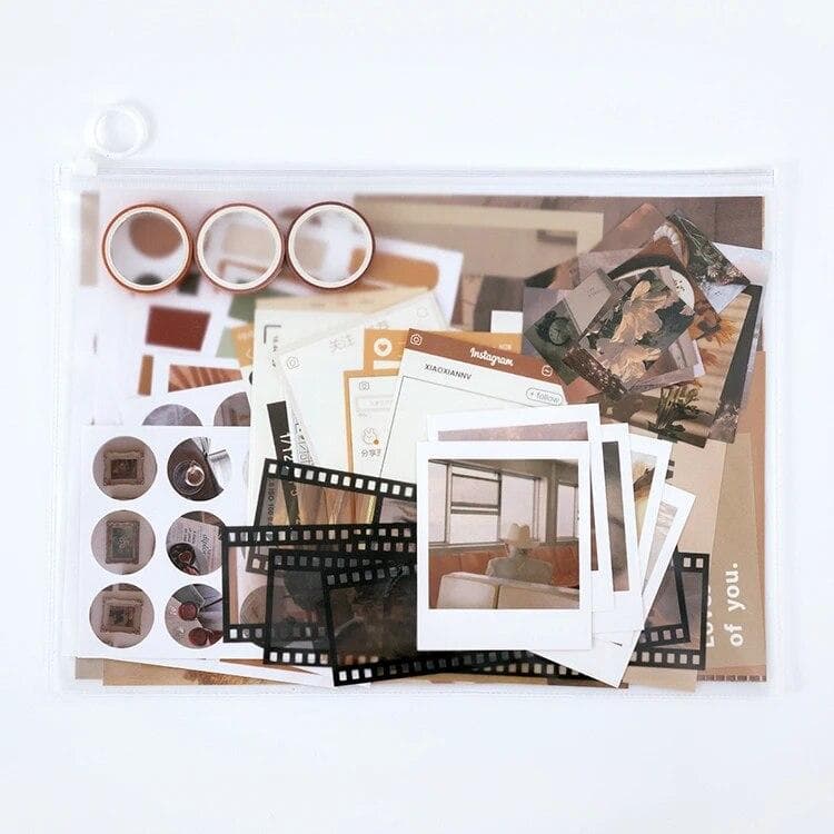 64pcs/pack vintage Scrapbooking Material Set Sticker Aesthetic Washi Tape Planner Decoration for Junk Journal Supplies