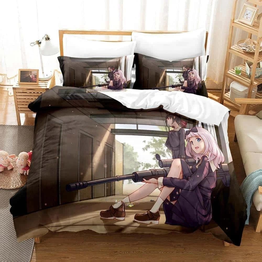 3D Print Anime Kawaii Girls Kaguya-sama Love is War Bedding Set Cartoon Anime three-piece set Adult Kid Bedroom Duvet cover Sets 70x133cm 2pcs