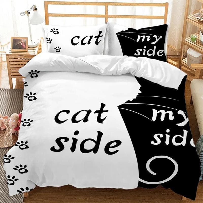 Black and White Duvet Cover Couple Black and White Twin Bedding Set Her Side and His Side Full Queen King Polyester Qulit Cover 200x200cm 3pcs