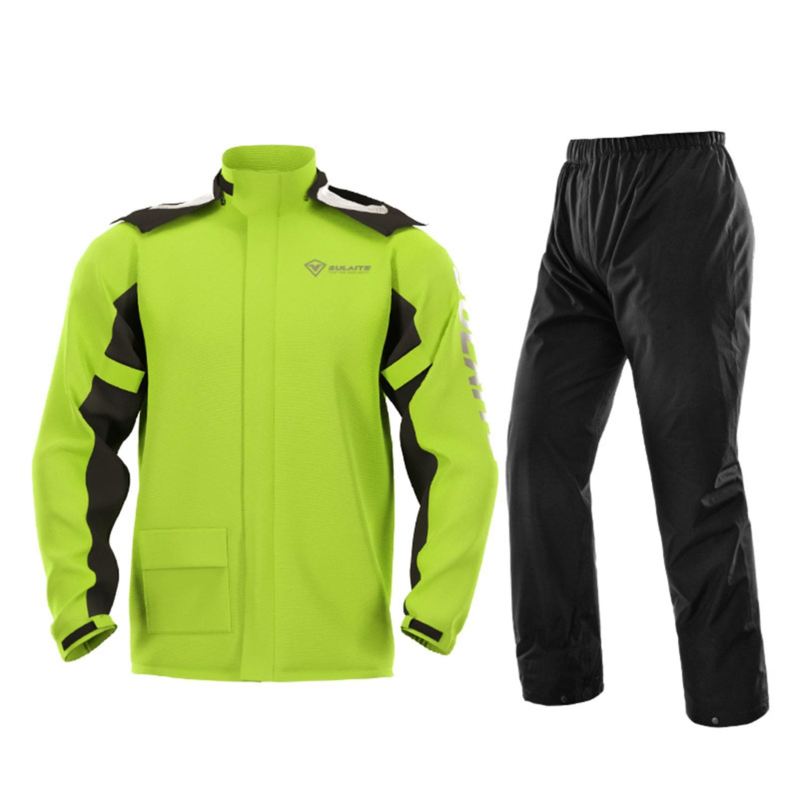 Waterproof Rain Coat Pants Set with Invisible Shoes Cover Rainproof Suit for Mortorcycling Cycling L green
