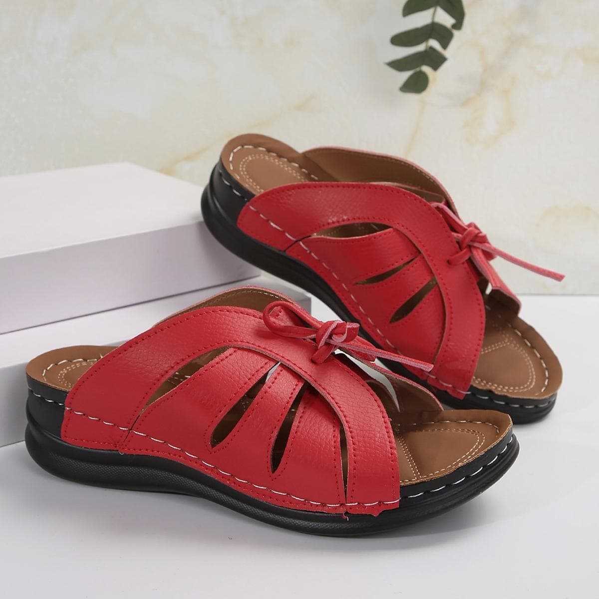 Women's Shoes on Sale New Open Toe Women's Slippers Summer Rome Solid Hollow Out Shoes Female Wedge Casual Beach Slippers 40