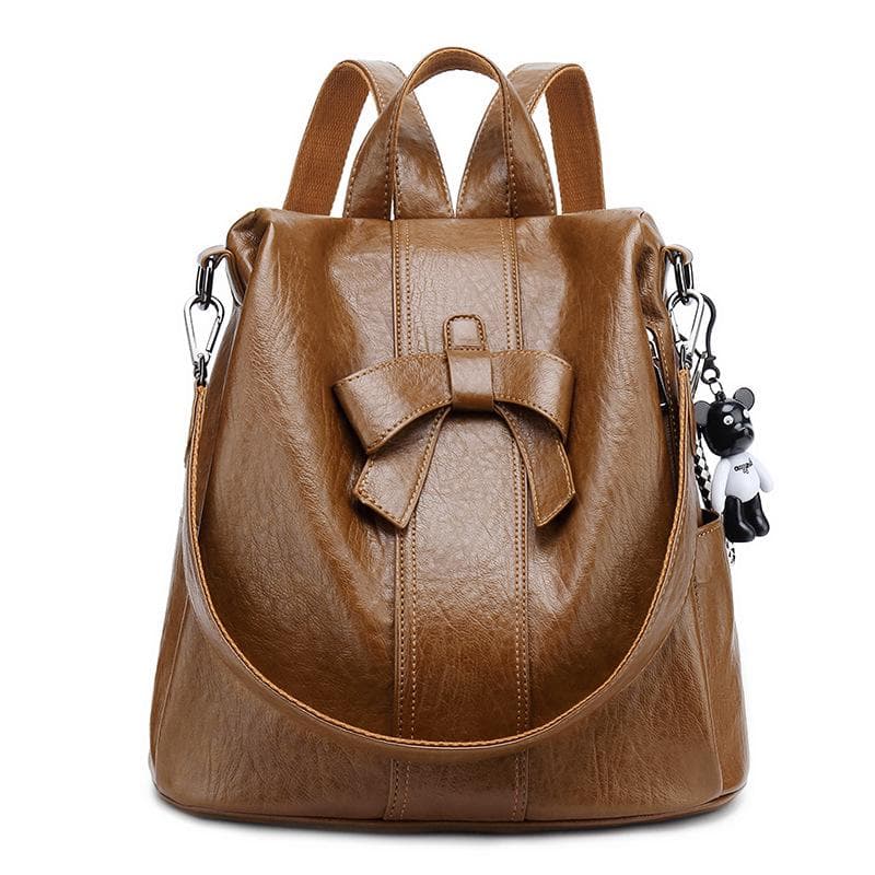 Spliced Backpack Women's Large Capacity Retro Fashion Backpack Women's Bag Soft Leather Commuter Anti-theft Bag