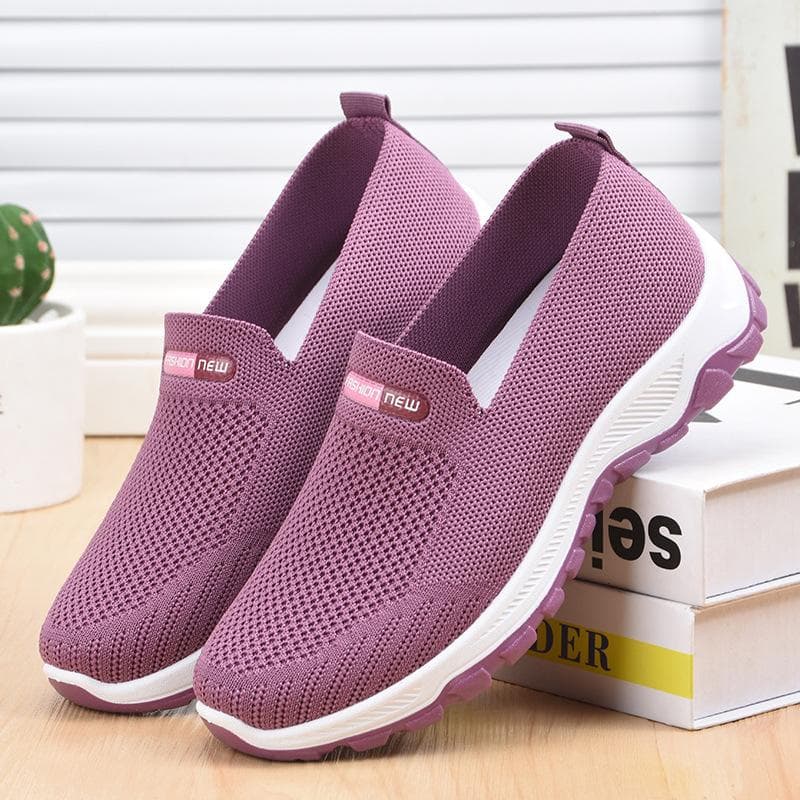 Fashion Casual Flying Woven Women's Shoes New Slip-on Lazy Flat Bottom Sports Shoes Women's Light Student Running Net Shoes Women 41