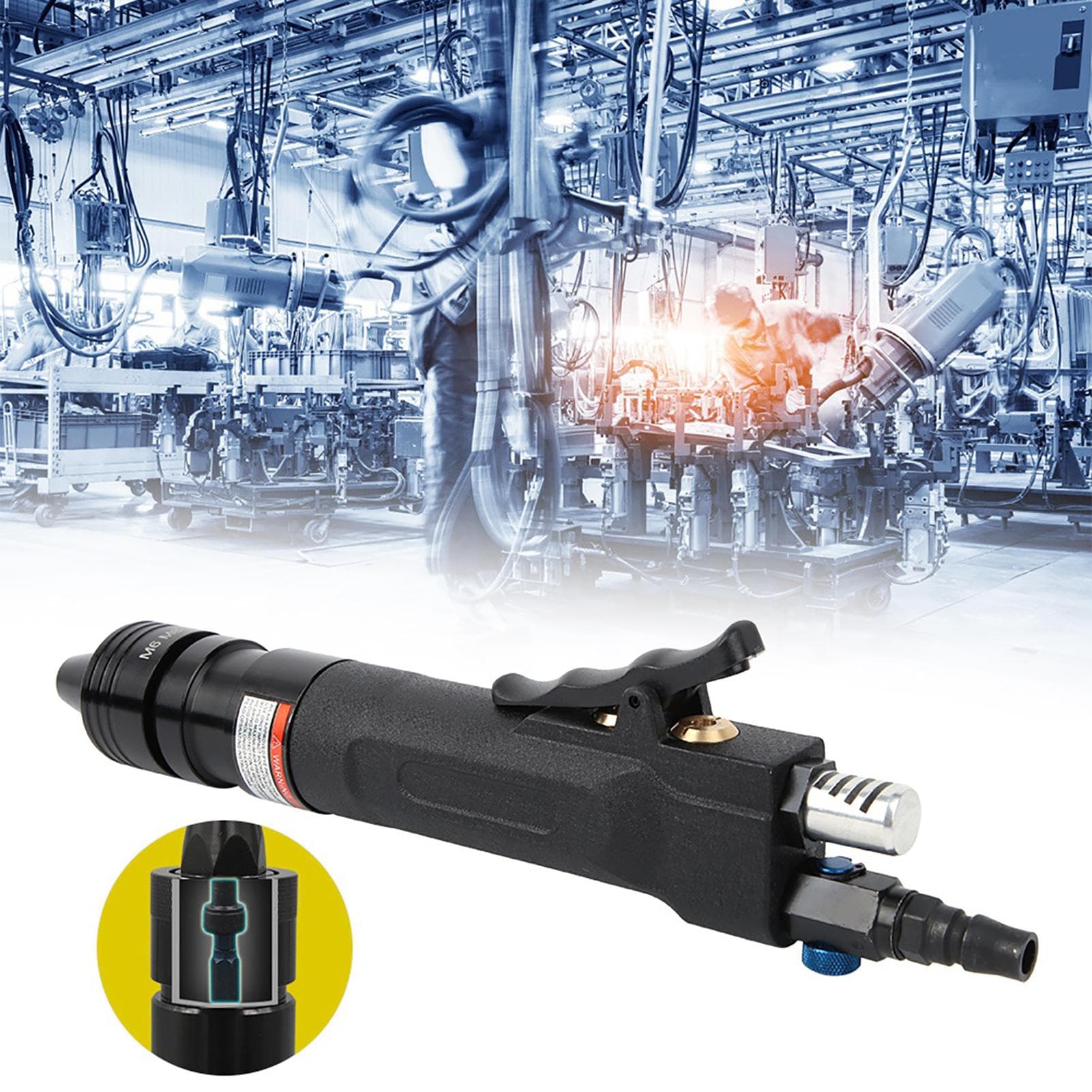 KP?7813 Straight Shank Pneumatic Riveter Gun Air Rivet Nut Gun Pulling Riveting Tool