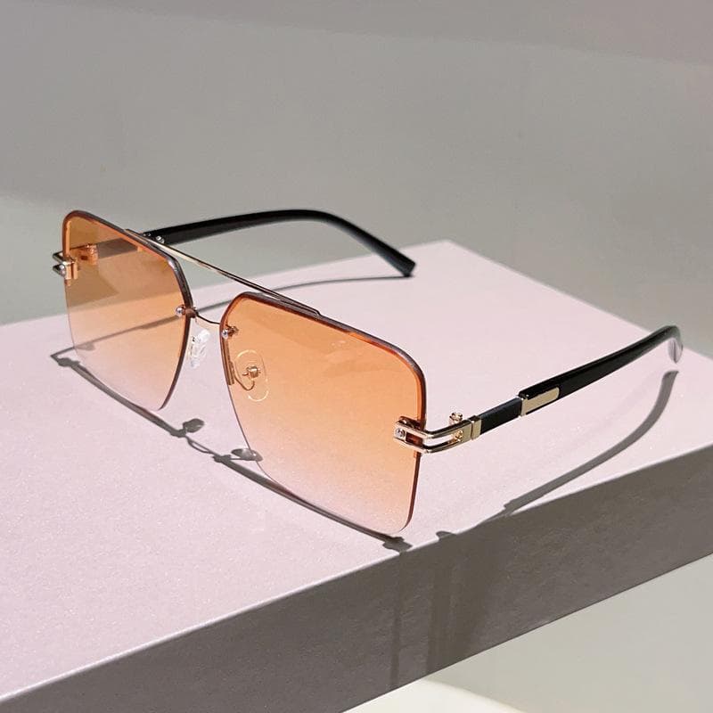 Y2K Half Frame Luxury Designer Square Sunglasses for Women Men Vintage Punk Metal UV400 Outdoor Driving Sun Glasses As the photo