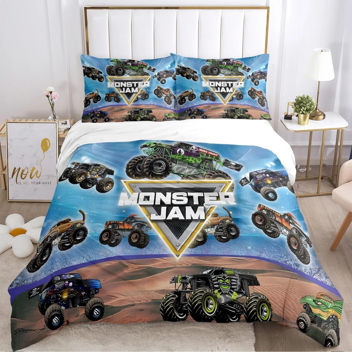 Cartoon Monster Truck All Season Duvet Cover Comforter Bedding sets Soft Quilt Cover and Pillowcases SingleDoubleQueenKing EU King 240x220cm