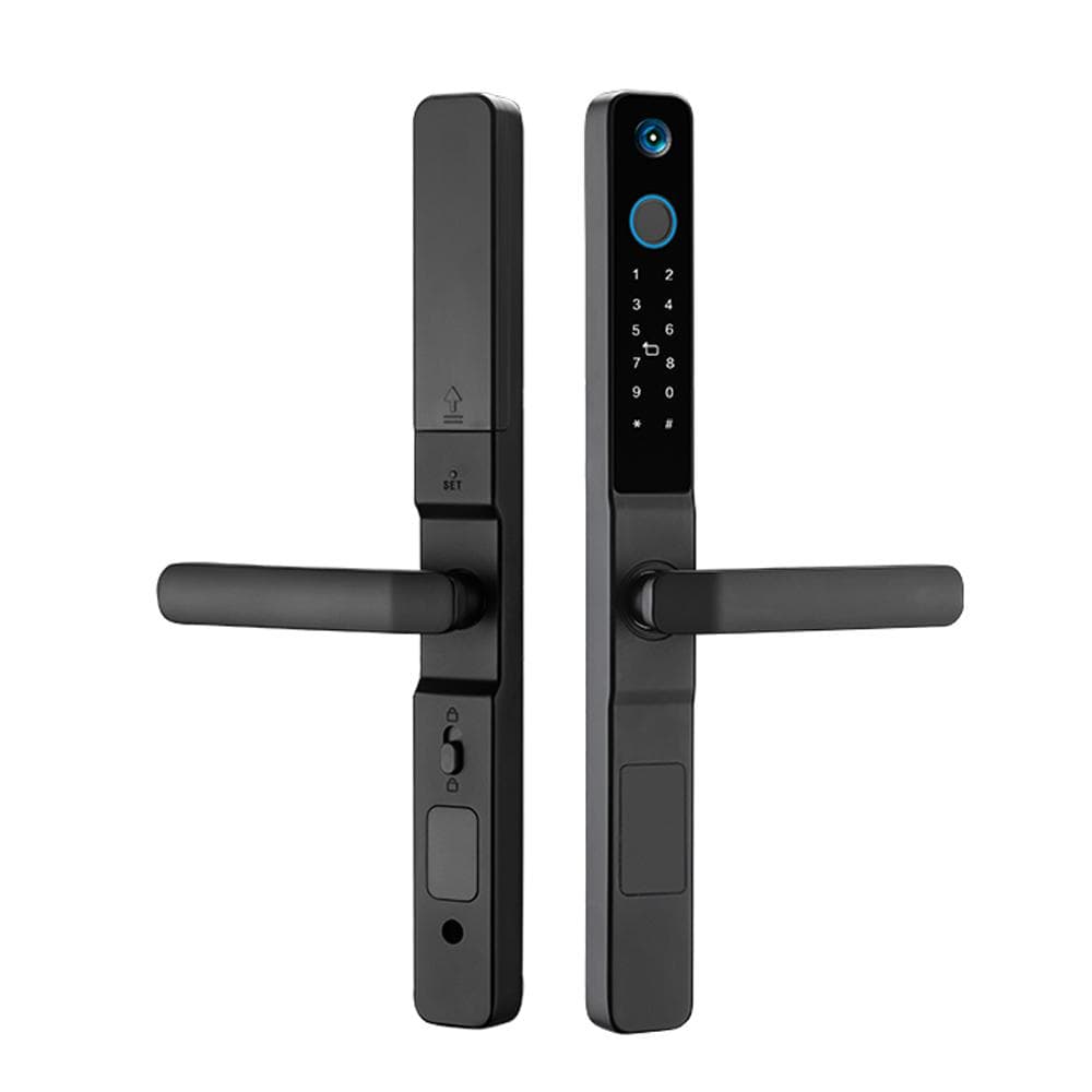 Smart Lock with Camera Keyless Entry Door Lock Handle Ultra-thin Stainless Steel Biometric Door black