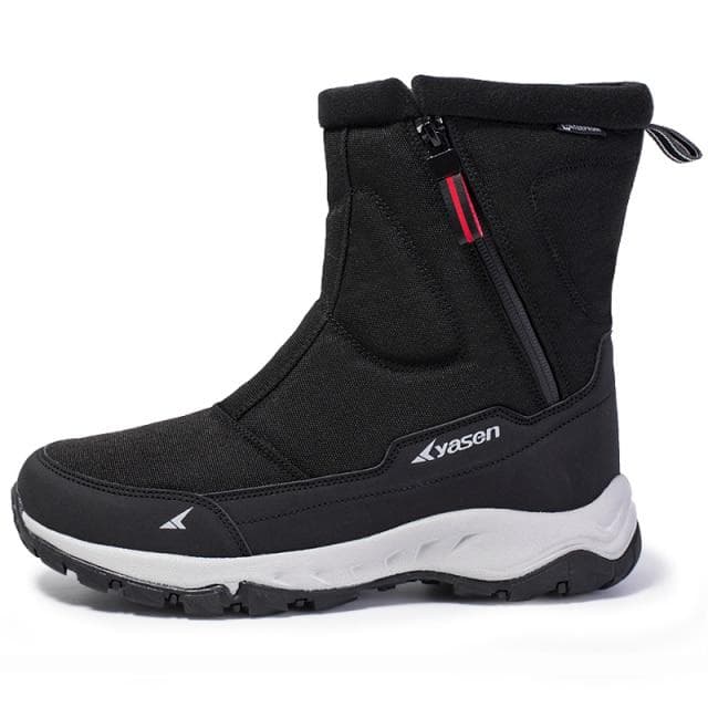 Winter New Thick Couple Snow Boots Plus Velvet Warm Side Zipper Outdoor Casual Short Boots Cold Resistance Men Cotton Shoes 39 black