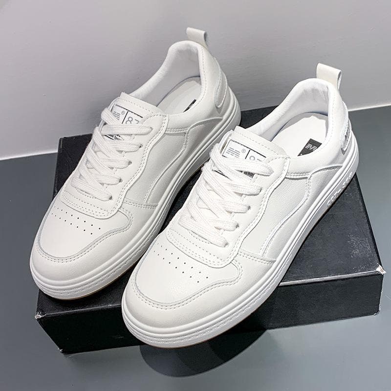 Genuine Leather Flat Bottom White Shoes Women's New Style Student All-match Casual Sports Soft Bottom Shoes Trend 40