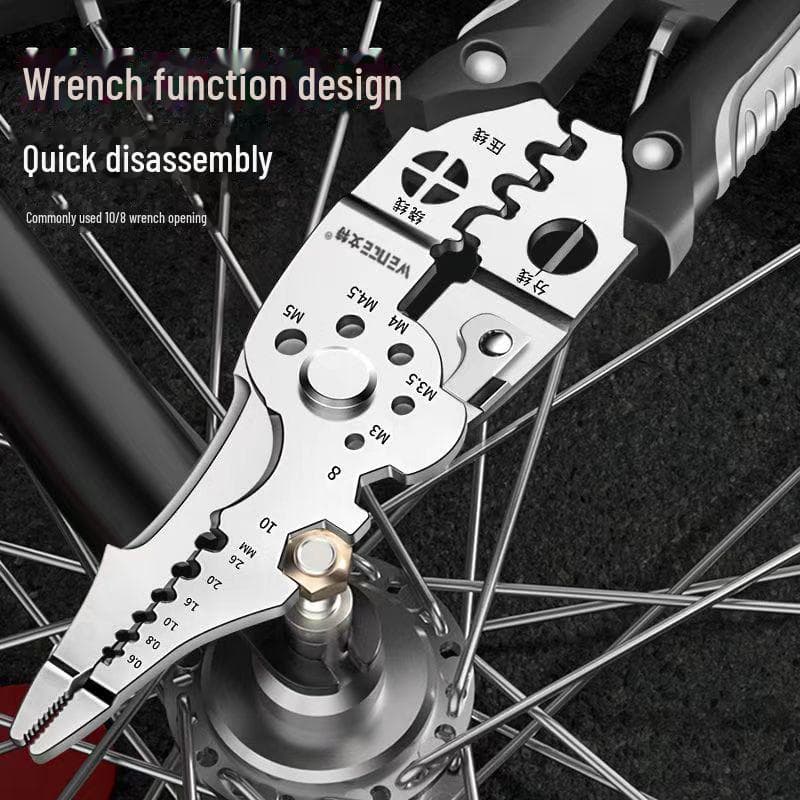21-in-1 Electrician Multi-Tool: Copper Wire Stripping & Crimping Pliers, Wire Winding Clamp, Cutting & Wrench Pliers silver