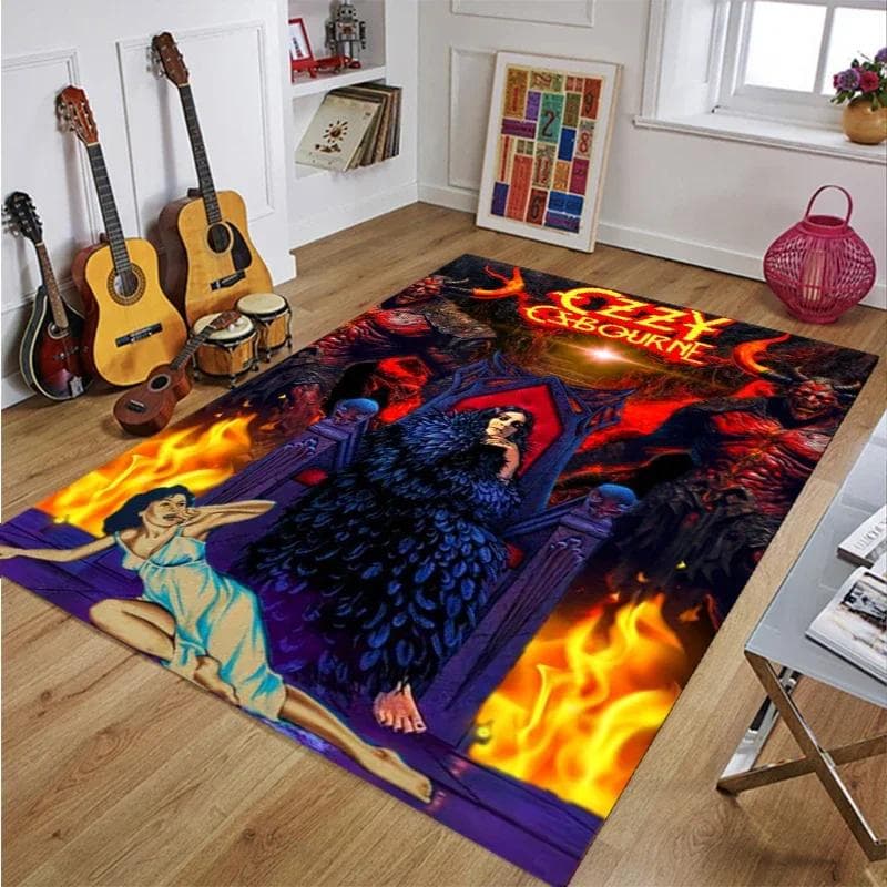 Ozzy Osbourne Band Printed Carpet Living Room Bedroom Fashionable and Aesthetic Anti slip Carpet Photography Props Birthday Gift 200cm by 160cm