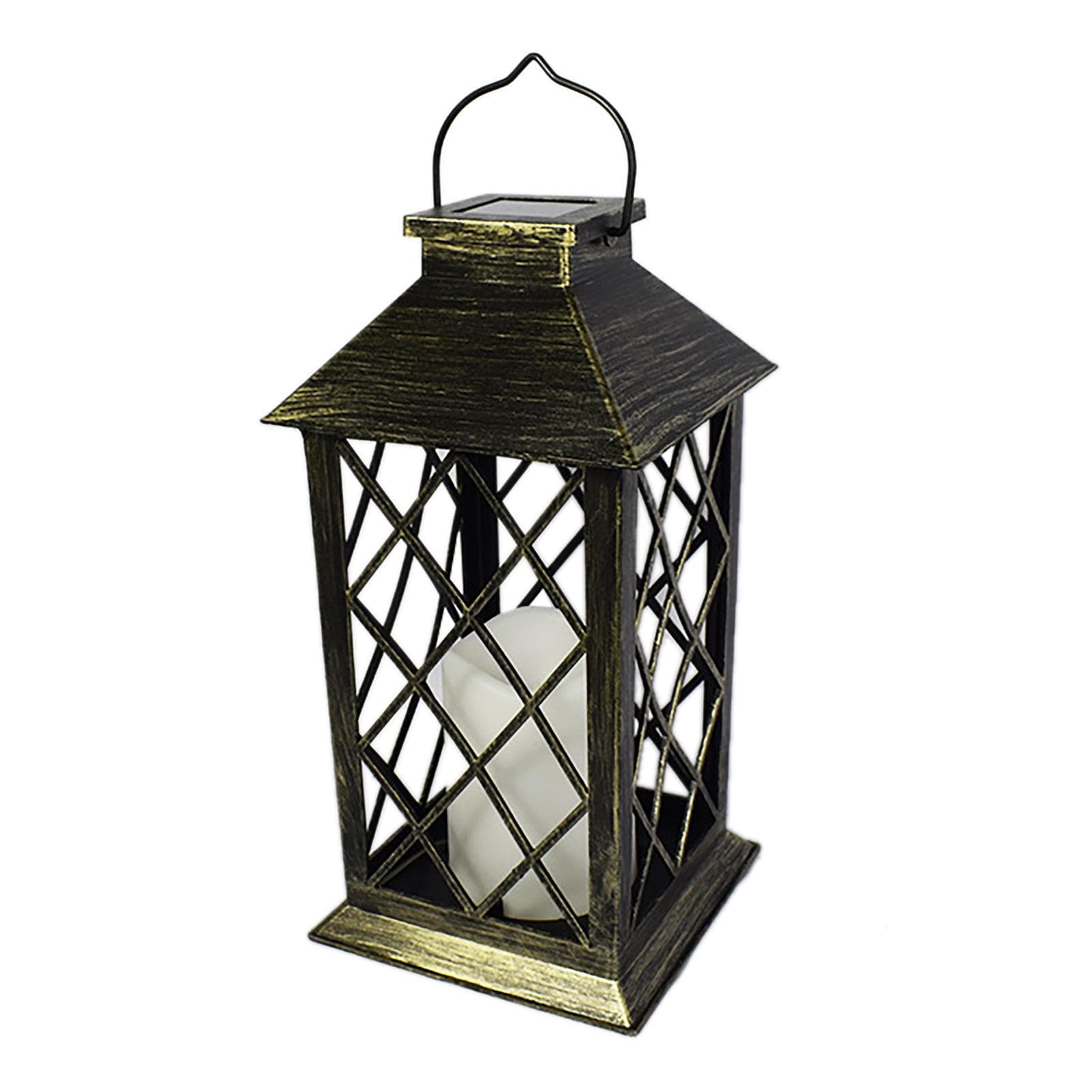 LED Solar Lantern Outdoor Hanging Lantern Water Resistant Flickering Flameless Candle Light green