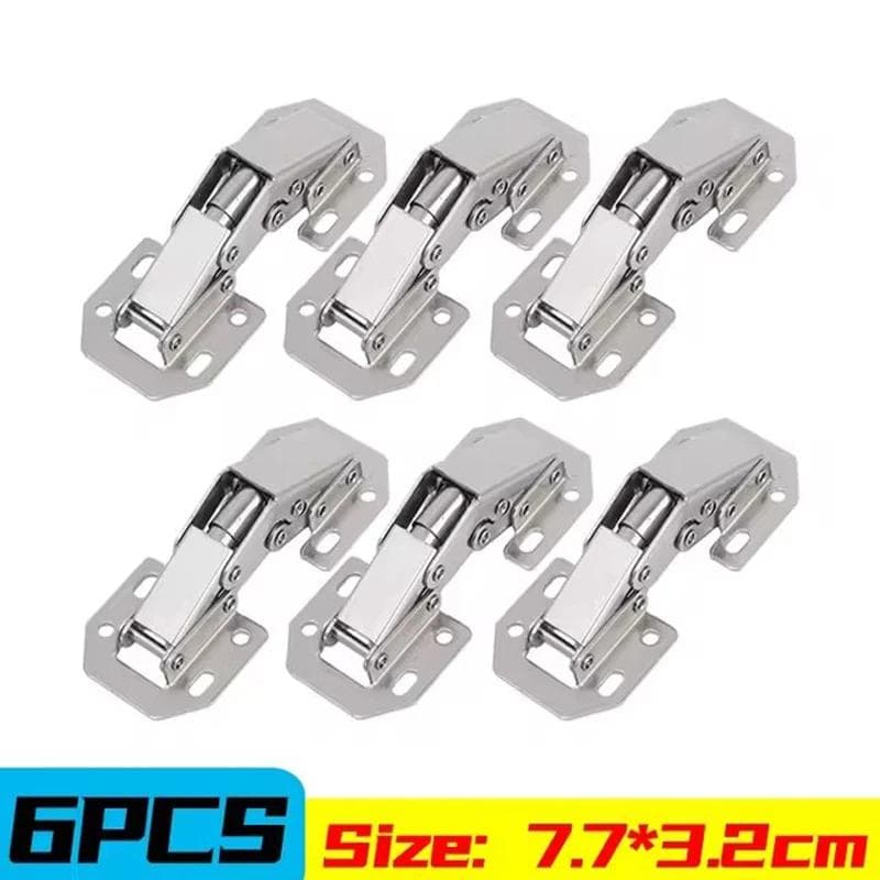 90 Degree Steel Cabinet Hinges No-Drilling HoleHydraulic Buffer Hinge Kitchen Cabinet Cupboard Hinges Furniture Hardware 6PCS