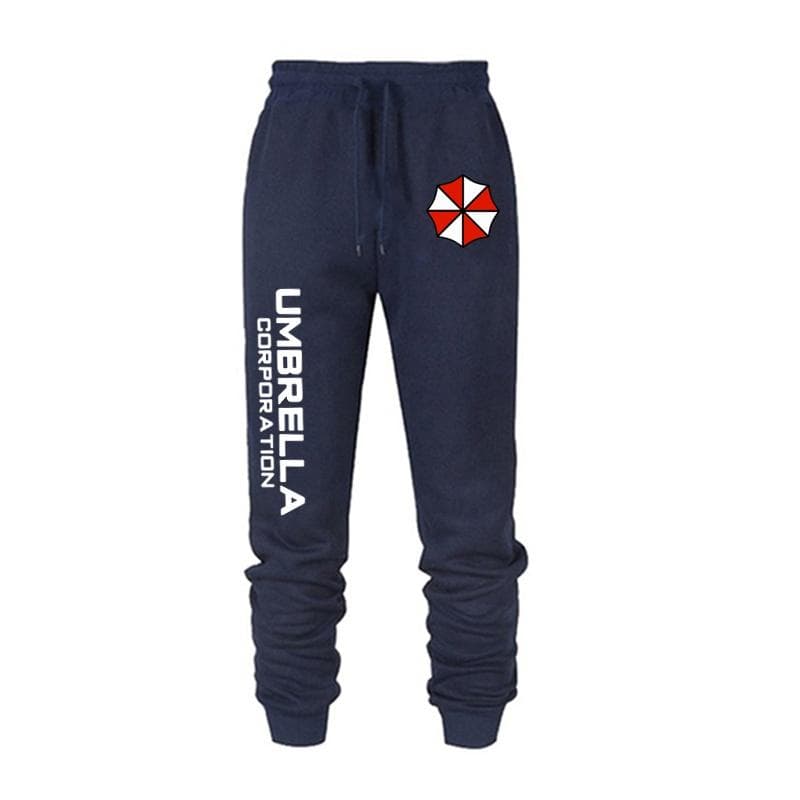 Men Fashion Resident Evil Print Long Trousers Umbrella Spring Autumn Fleece Sweatpants Unisex Long Pants Casual Sports Trousers XL navy blue