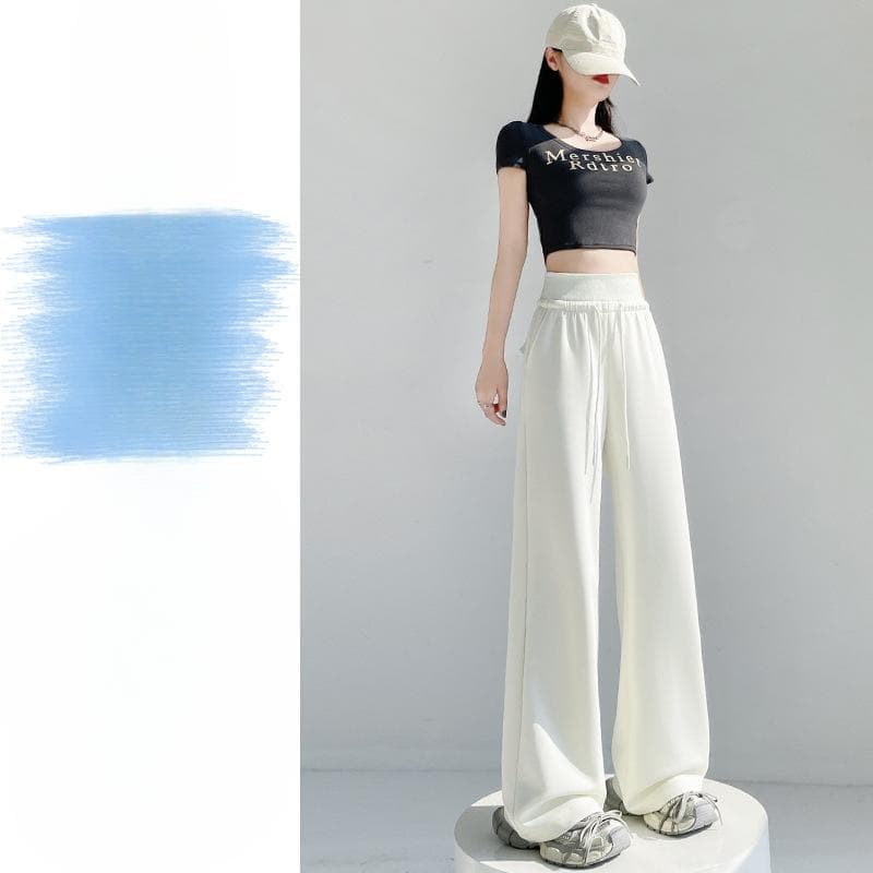 New Spring Drawstring Sports Pants for Women with High Waist Simple and Versatile Slim Draped Straight Pants Casual Style Trousers 2XL