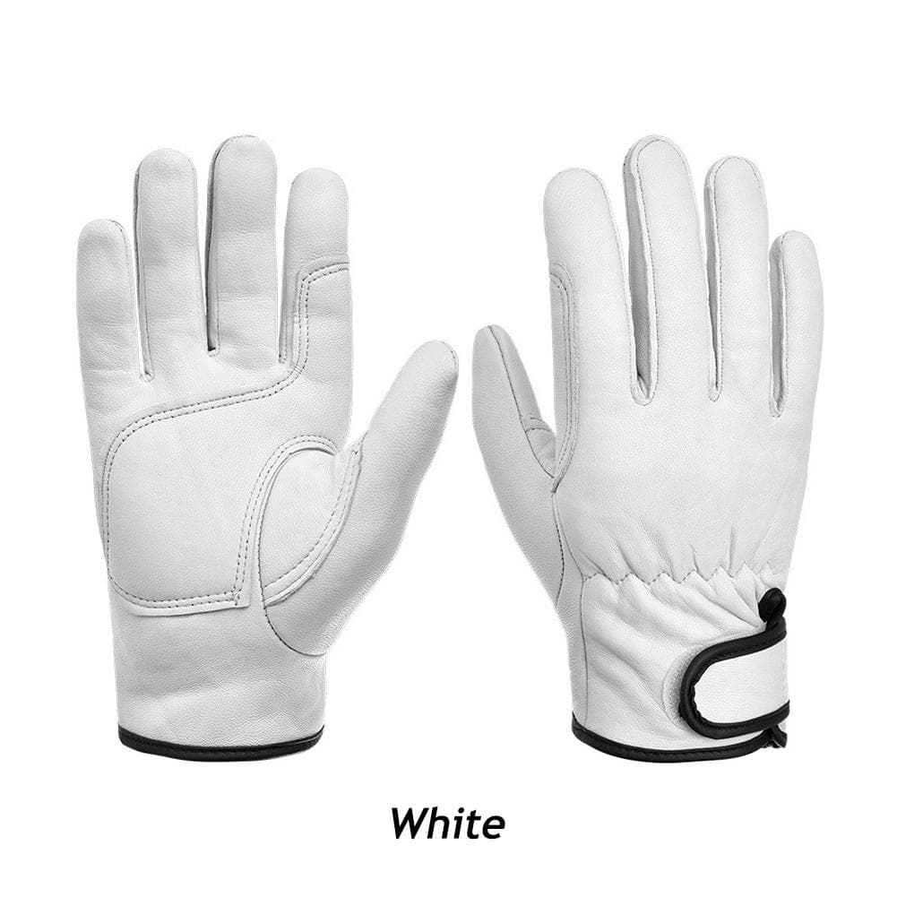 Wear-Resistant Cowhide Work Gloves Leather Workers Work Welding Safety Protection For Garden Sports Motorcycle Driver Gloves white