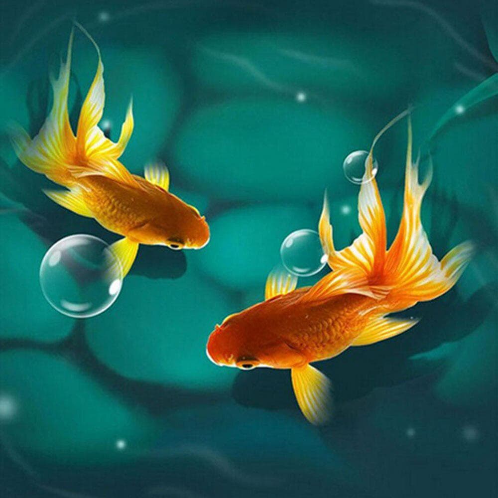 Round Diamond Painting Goldfish Embroidery Cross Stitch Rhinestone Mosaic Home Decor 30x30CM