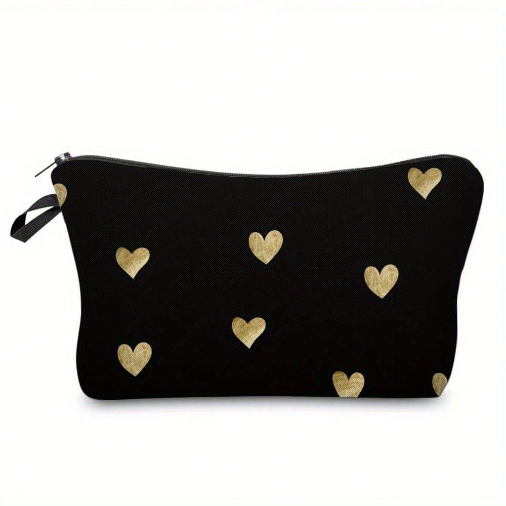 1pcs 3D Printed Mini Makeup Bag, Cute Girl Heart Portable Storage Bag, Travel Essential Small Item, Best Friend Holiday Gift black
