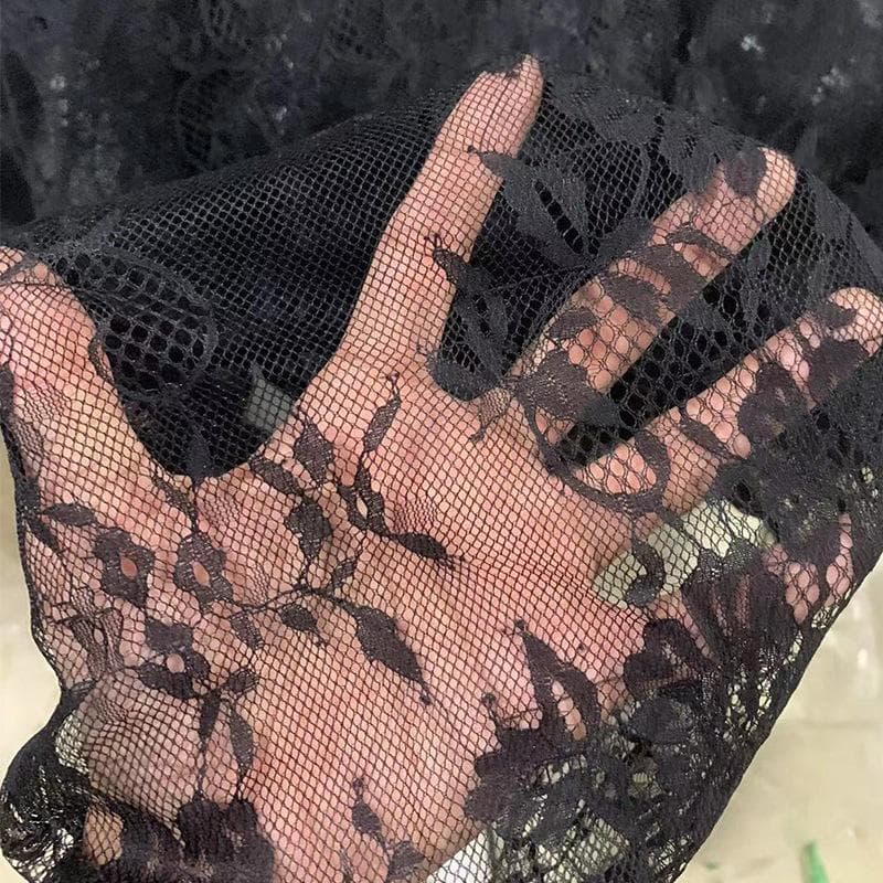 Lace Rectangular Tablecloth Vintage Rustic Embroidered Table Cover for Romantic Wedding Spring Summer Outdoor Party Table Decorations 75*300cm black