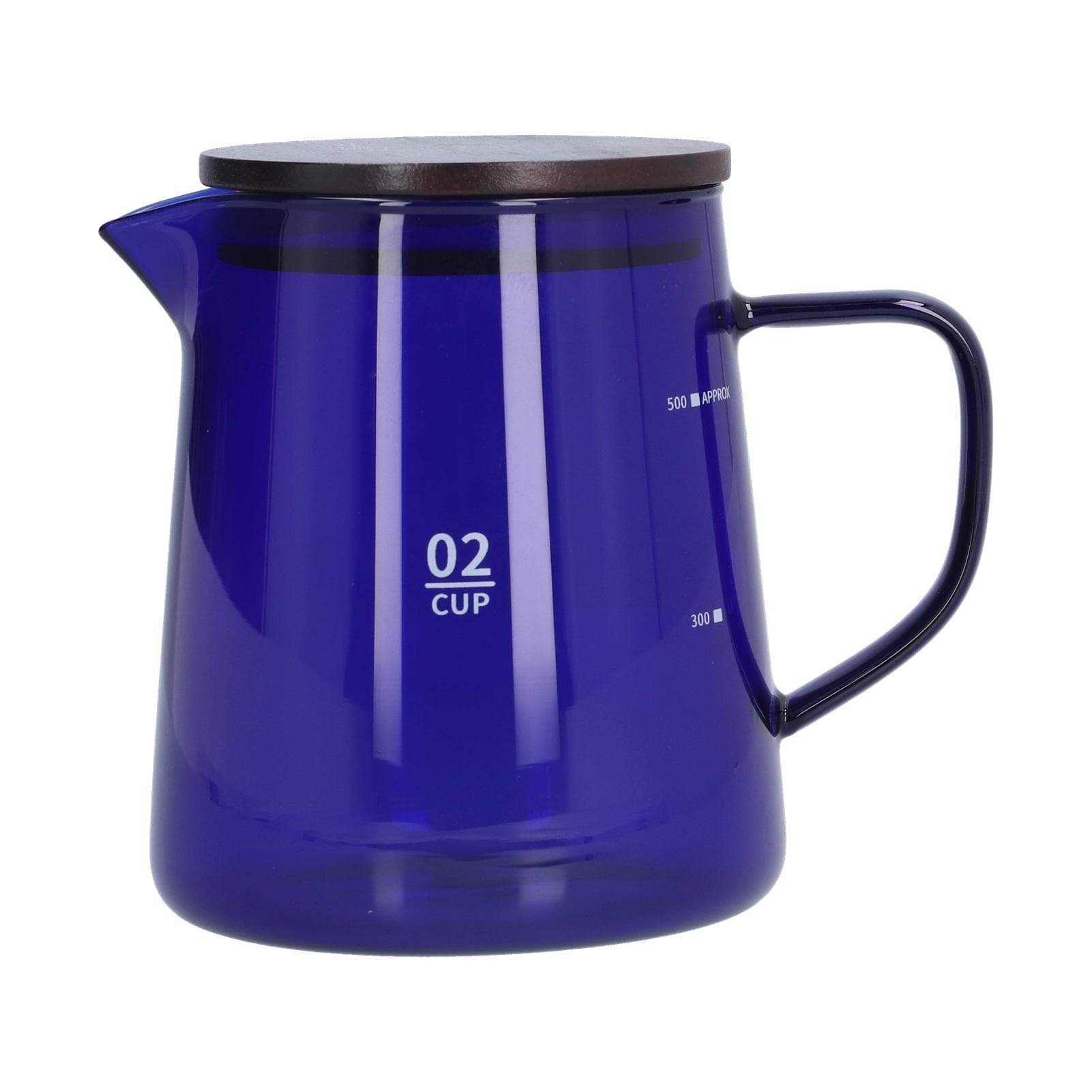 500ml Heat Resistant Coffee Server with Wooden Lid Household Tea Kettle for Home OfficeBrown blue